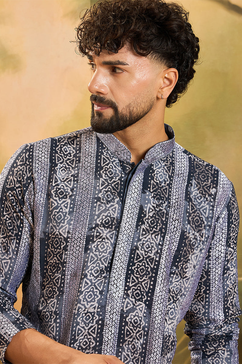 Blue Viscose Rayon Batik Printed Straight Kurta  | SHOBITAM