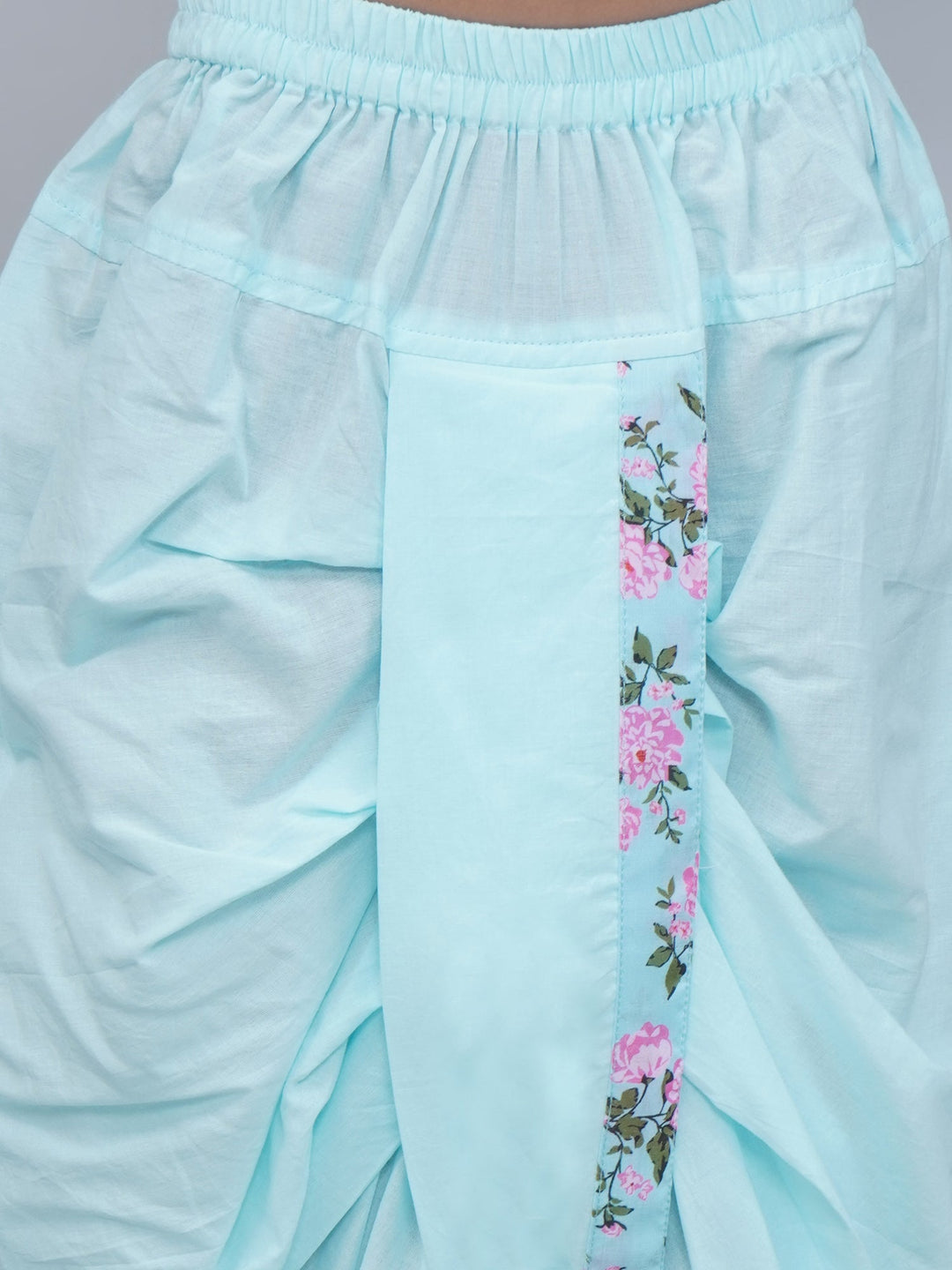 Boys Blue Muslin Floral Butterfly Dhoti Kurta Set  | SHOBITAM