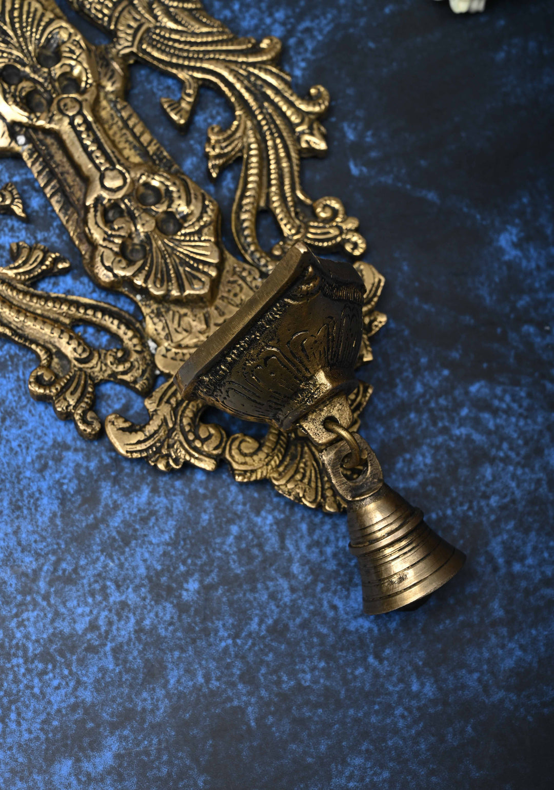 Antique Brass Lakshmi with Peacocks Wall Hanging Diya, Indian Decorative