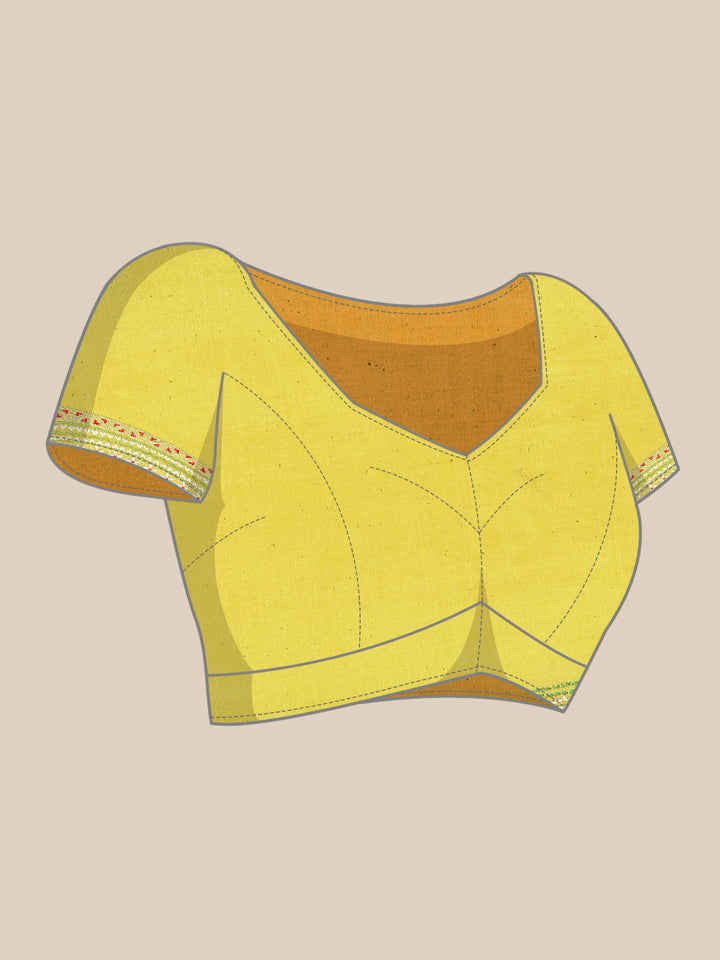 Yellow Khesh Kantha Cotton Saree | SHOBITAM