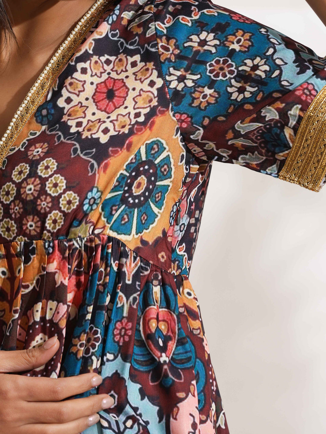 Brown Print Flared Co-ord Set | SHOBITAM