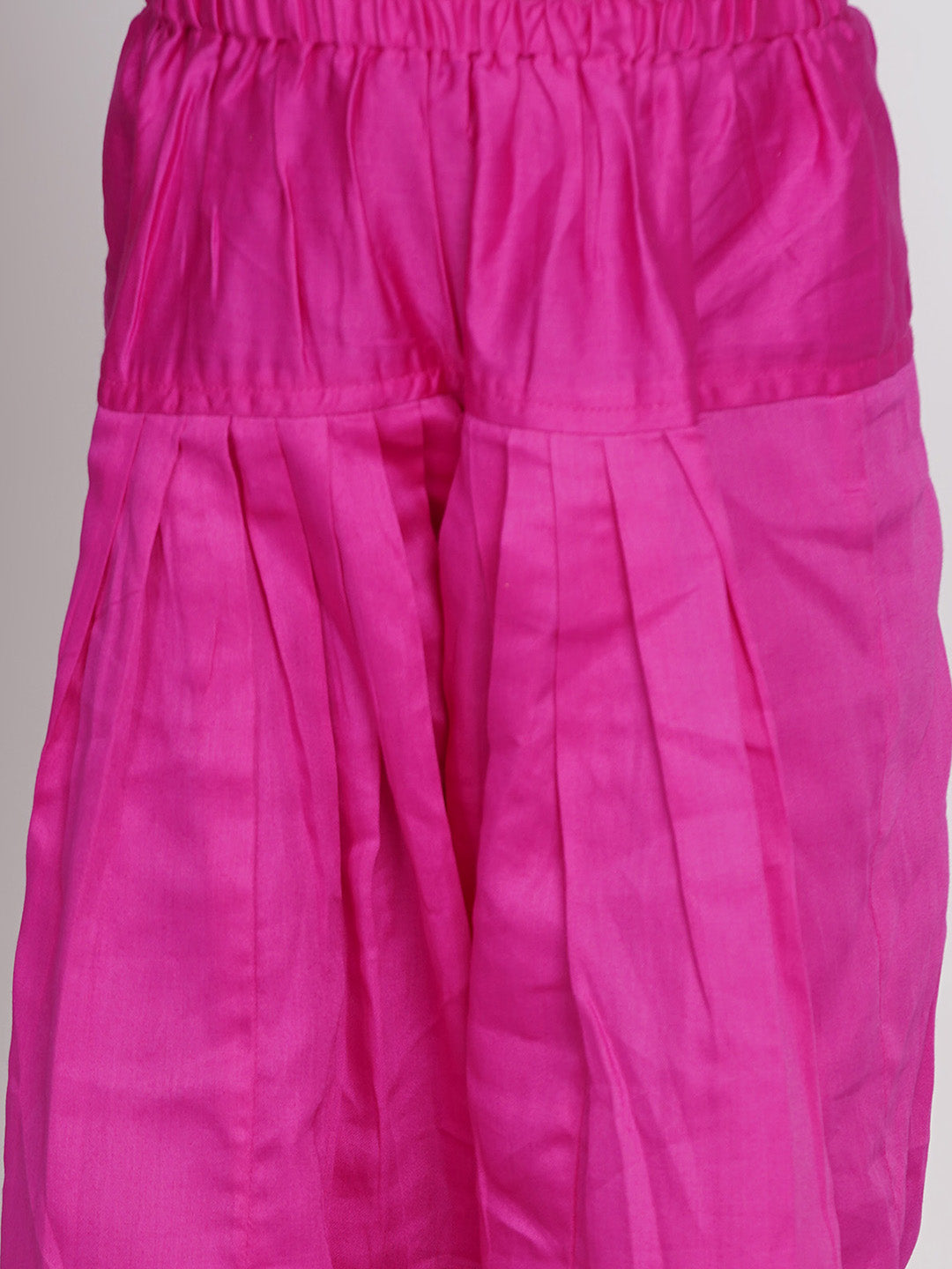 Girls Banarsi Kurta with Salwar and Dupatta - Peacock Green and Rani | SHOBITAM