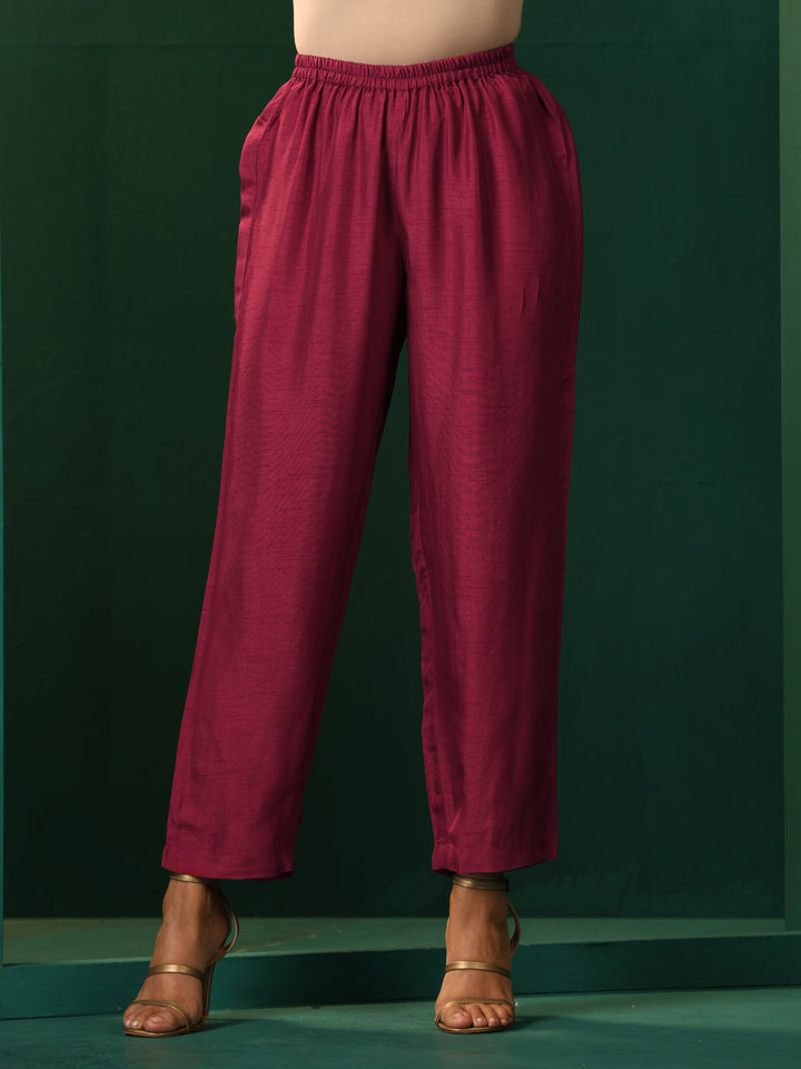 Rust Silk Angrakha Kurta Pant Set | SHOBITAM