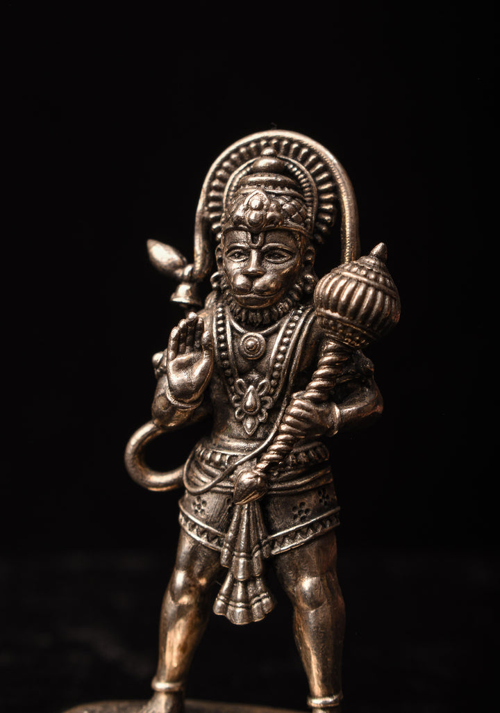 Pure 92.5 silver antique finish Hanuman 2D Idol 2.25"
