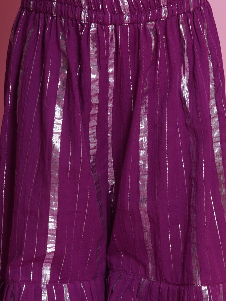 Chand Sitare Anarkarli Kurta Sharara with Dupatta - Purple | SHOBITAM