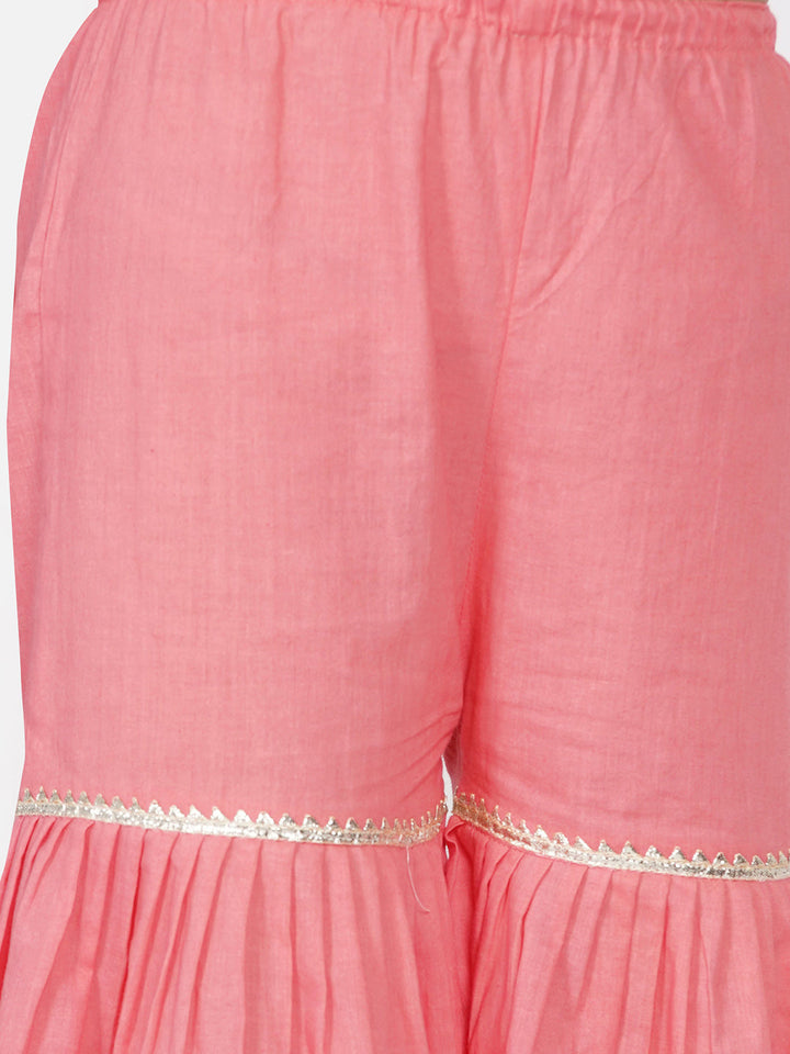 Girls jaipuri Lacework and Gotta Patti work Kurta frock with Sharara and Dupatta | SHOBITAM