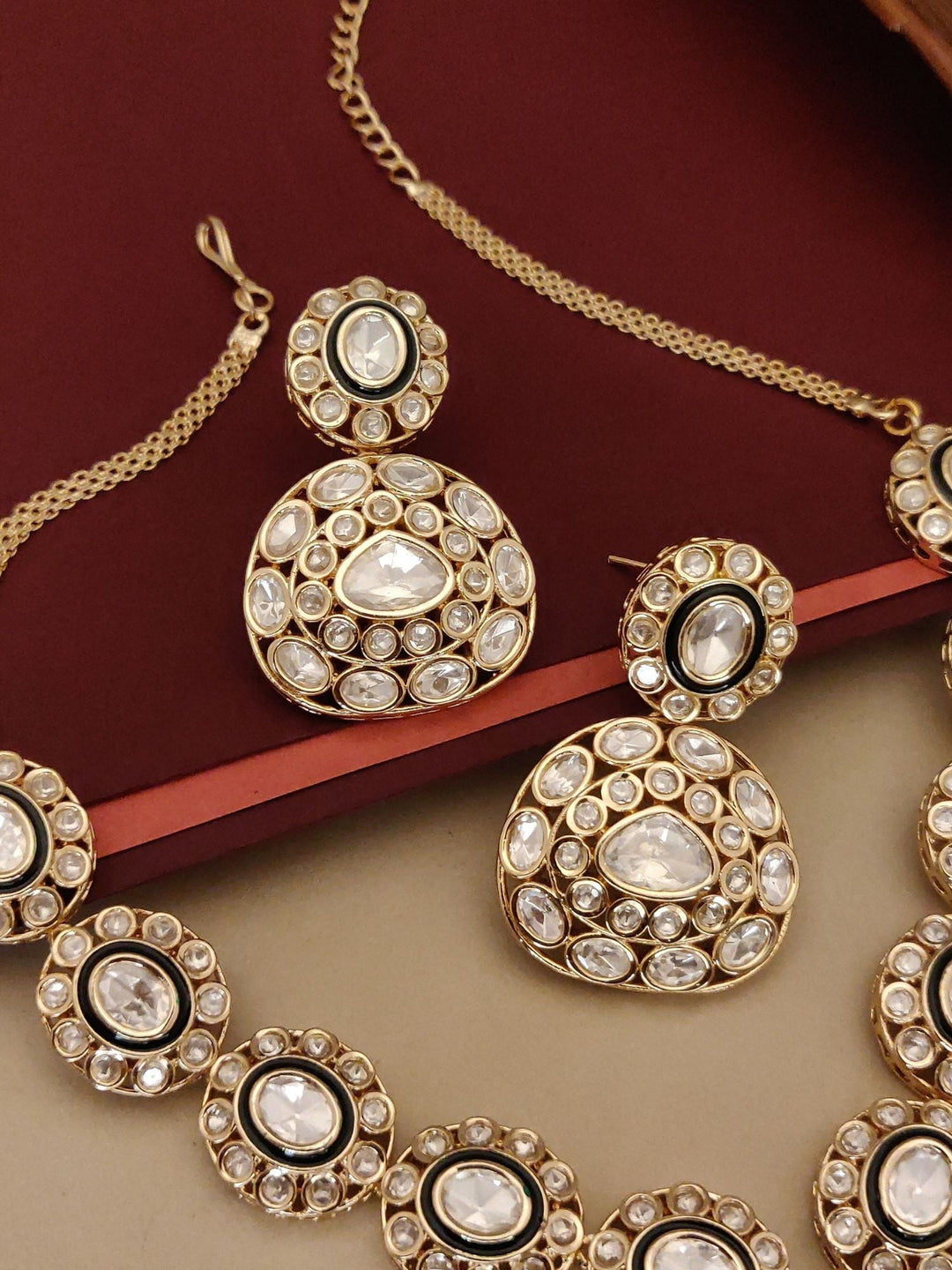Kundan Polki Necklace Set with Earrings  | Shobitam