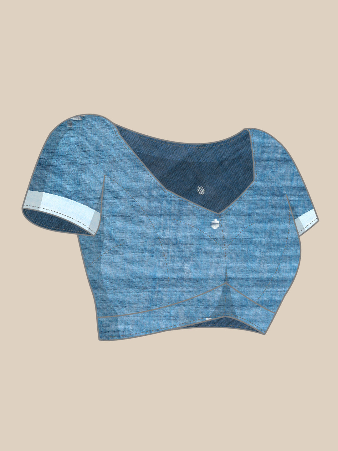 Blue Pure Cotton Saree with Minimal Border and Blouse piece