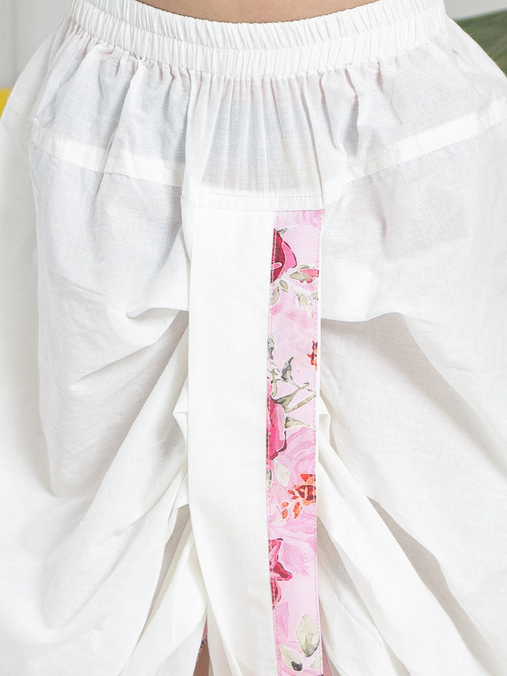 Blush Pink Rose Muslin Kurta with Cotton Dhoti | SHOBITAM