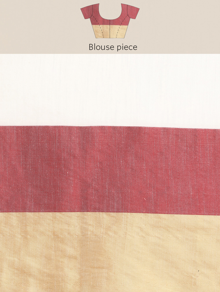 Colorblock Pure Cotton Saree with Blouse piece | SHOBITAM