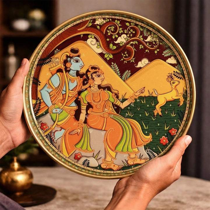 Ramayan Bengal Pattachitra Wall Plates -Set of 9