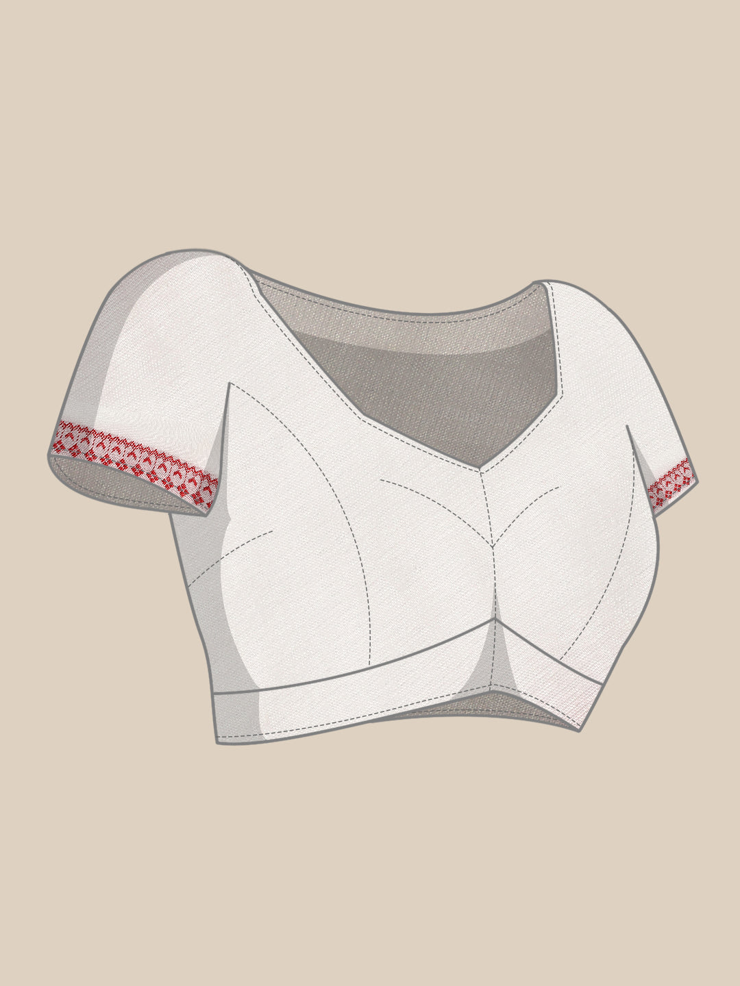 White Red Pure Cotton Saree with Blouse piece | SHOBITAM