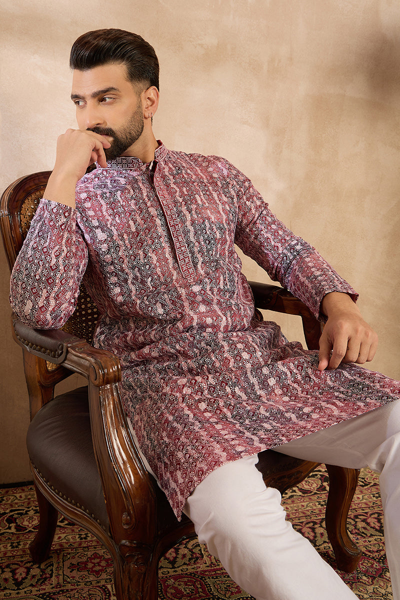 Brown Viscose Rayon Solid Printed Straight Kurta With Trouser | SHOBITAM
