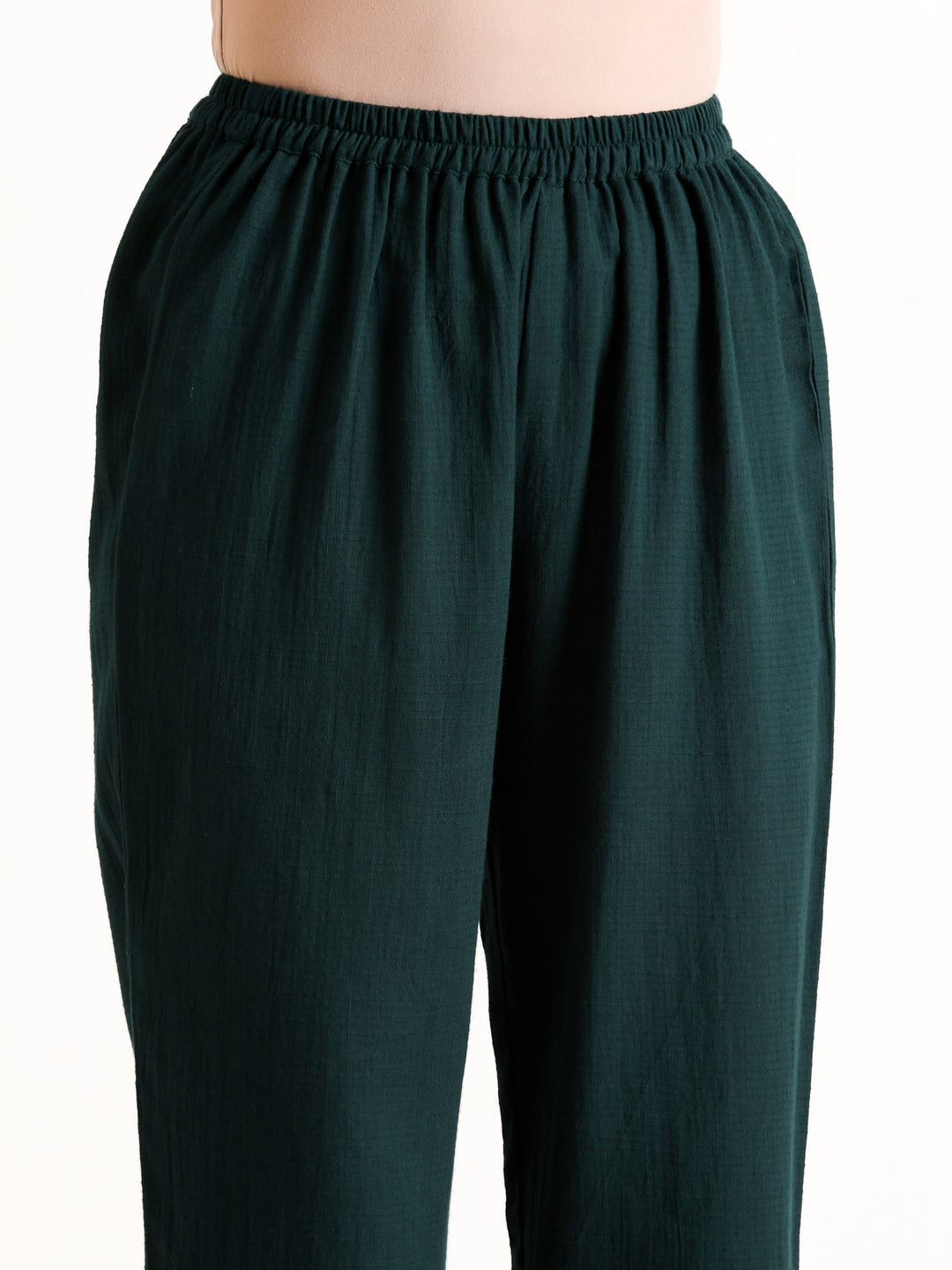 Dark Green Sleeveless Flared Kurta Pant Set | SHOBITAM