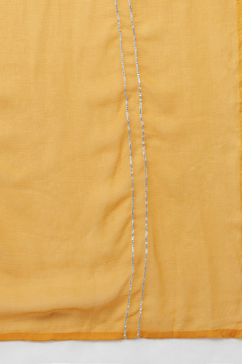 Mustard Poly Silk Flared Suit Set | SHOBITAM