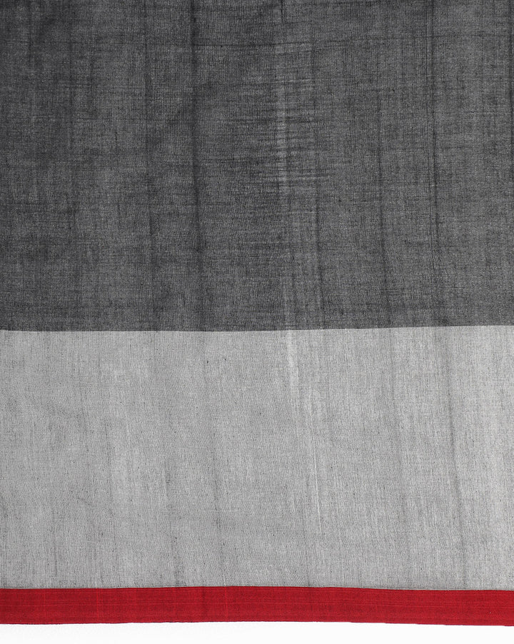 Handloom Colour block Cotton Saree with pompoms | SHOBITAM