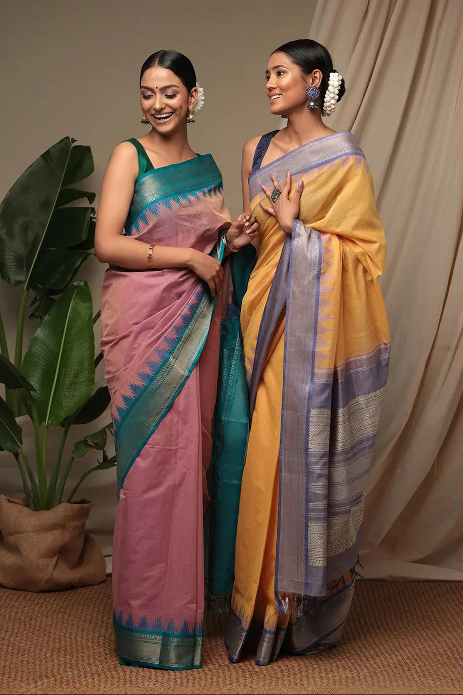 Handloom Butter Yellow Pure Cotton Kanchi Saree With Pure Silk Border And Pallu | SHOBITAM