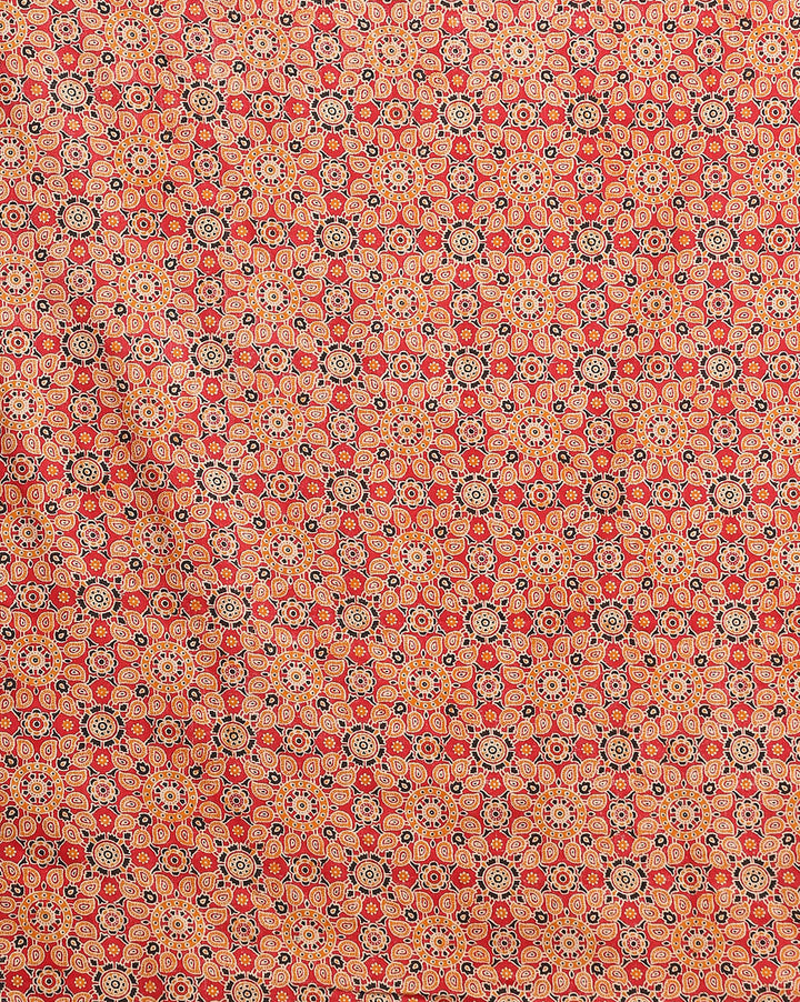 Orange 100% Cotton Handloom Saree Weave technique is khesh