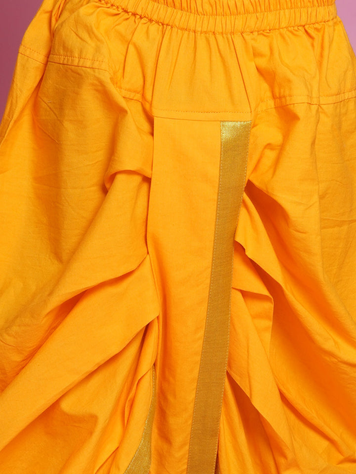 Choti Buti Floral Bundi Jacket with Dhoti Kurta - Yellow | SHOBITAM