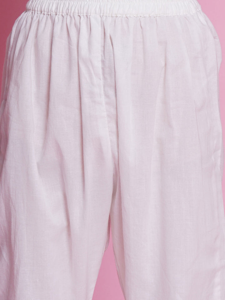 Cotton Silk Full Sleeves Zari Embroidered Kurta with Pyjama - Hot Pink | SHOBITAM