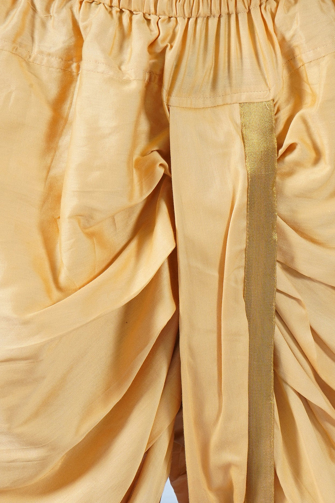 Boys Bageecha Floral Thread work Angrakha Sherwani with Beige Silk Dhoti  | SHOBITAM