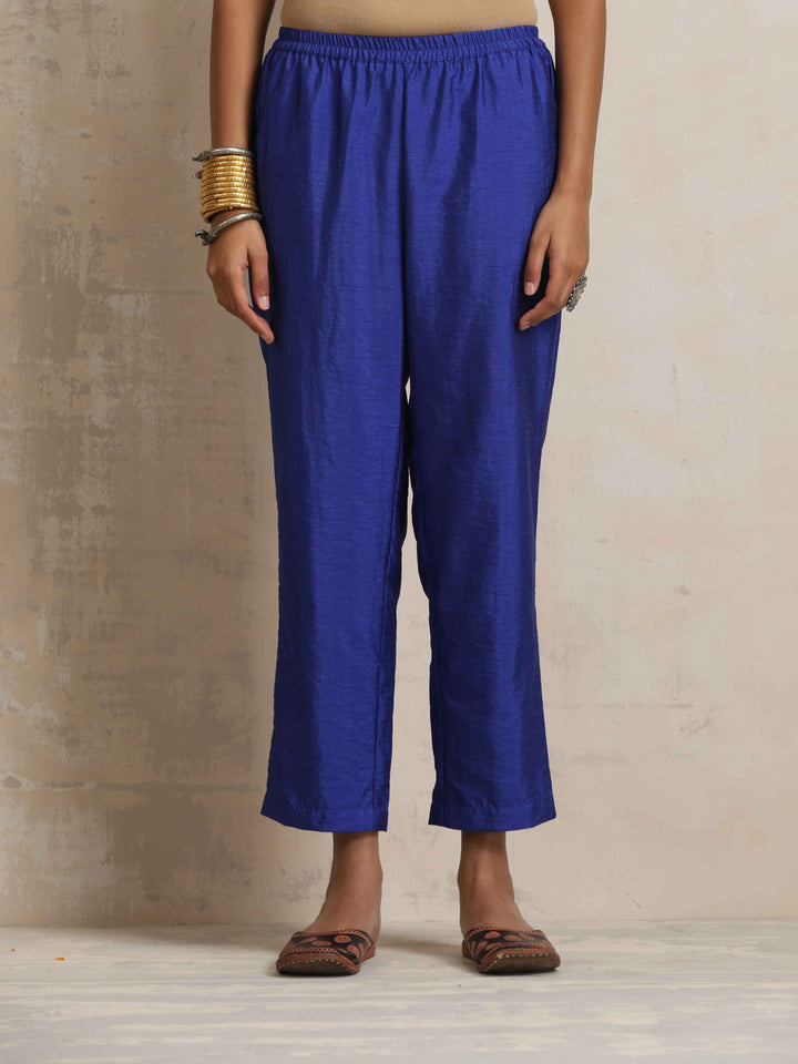 Blue Silk High Slit Kurta Set  | SHOBITAM