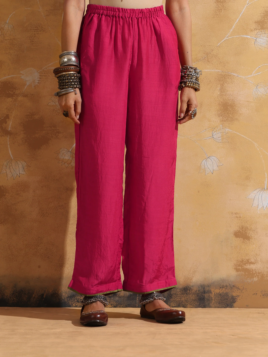Green Muslin Silk High-Slit Kurta Pant Set  | SHOBITAM