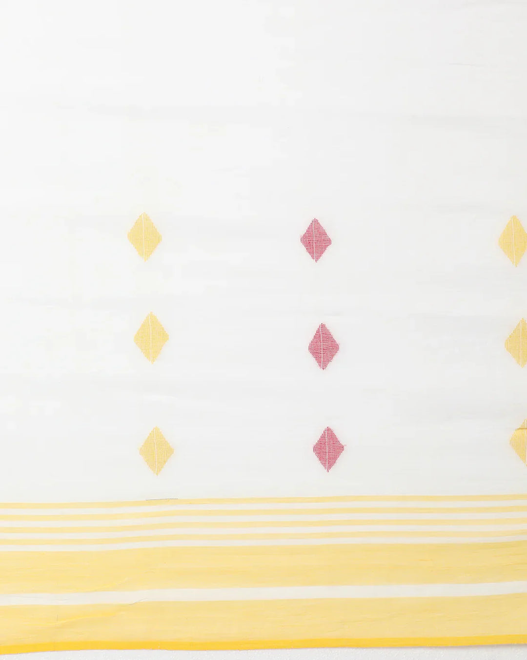 White Red Diamond Jamdani Cotton Saree