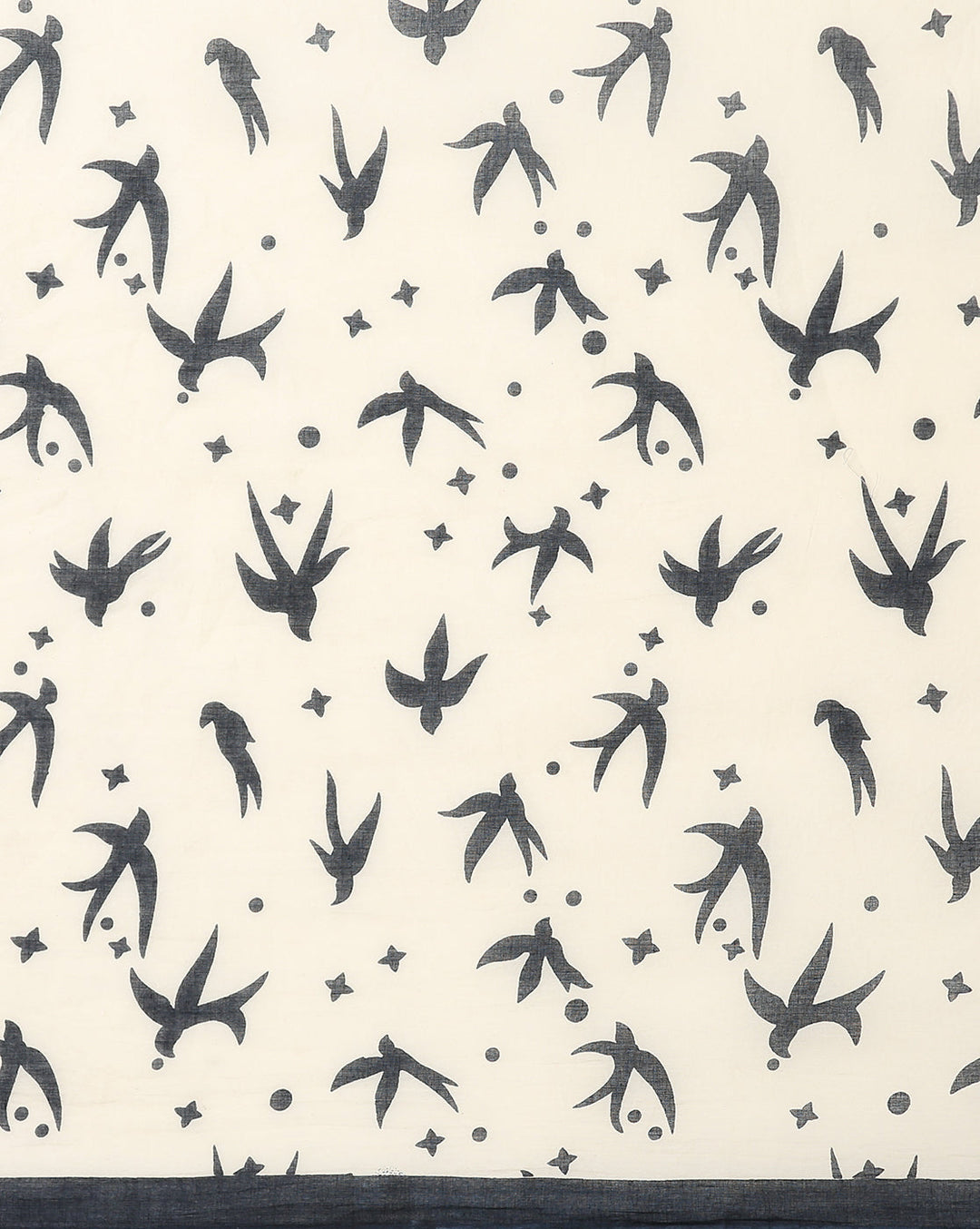 Cream Pure cotton Printed Saree with blouse piece