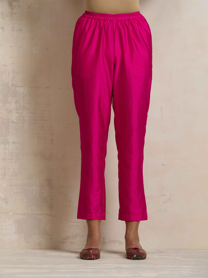 Pink Silk High Slit Kurta Set | SHOBITAM