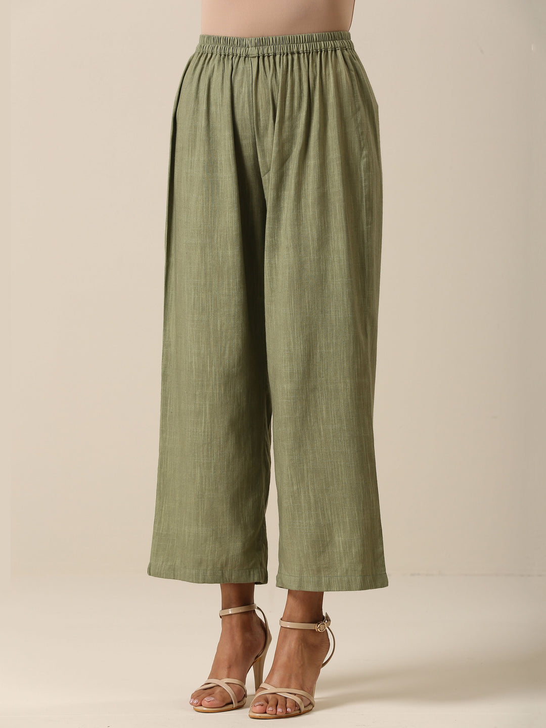 Sage Slub Texture Angrakha Pant Set | SHOBITAM