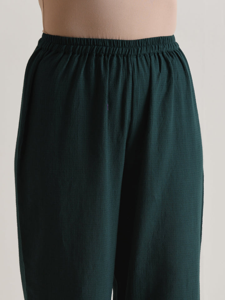 Dark Green Front Placket Co-Ord Set | SHOBITAM