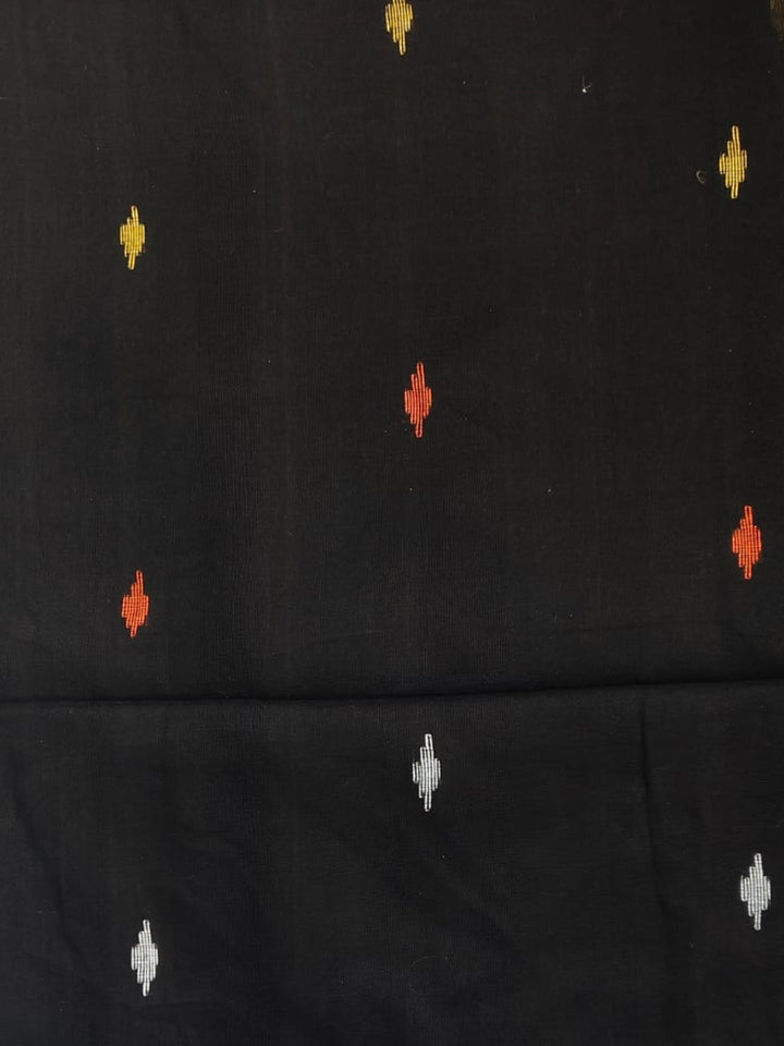 Black Handloom Jamdani Cotton Saree | SHOBITAM