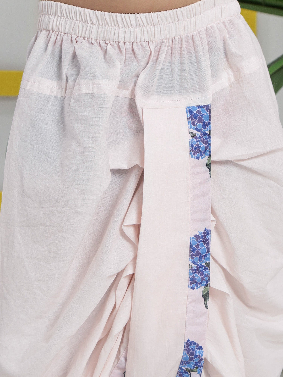 Rose Water Floral Muslin Kurta with Cotton Dhoti | SHOBITAM