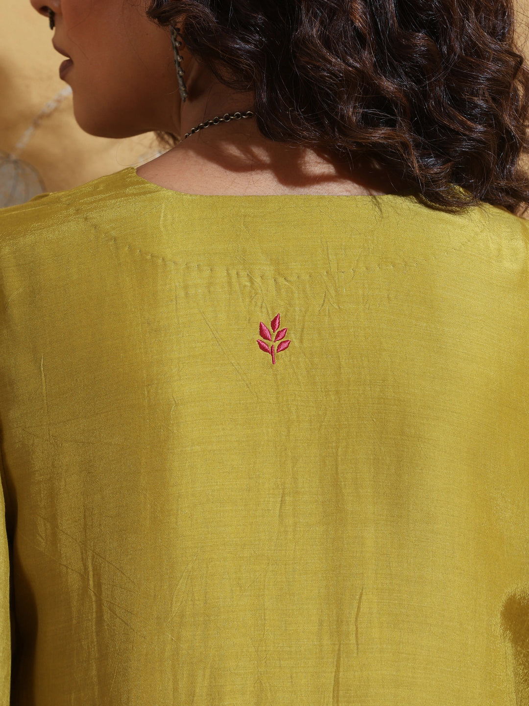Lime Muslin Silk Straight Maxi Dress  | SHOBITAM