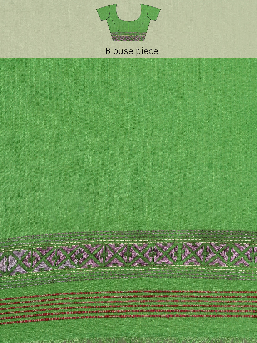 Parrot Green Khesh Kantha Cotton Saree