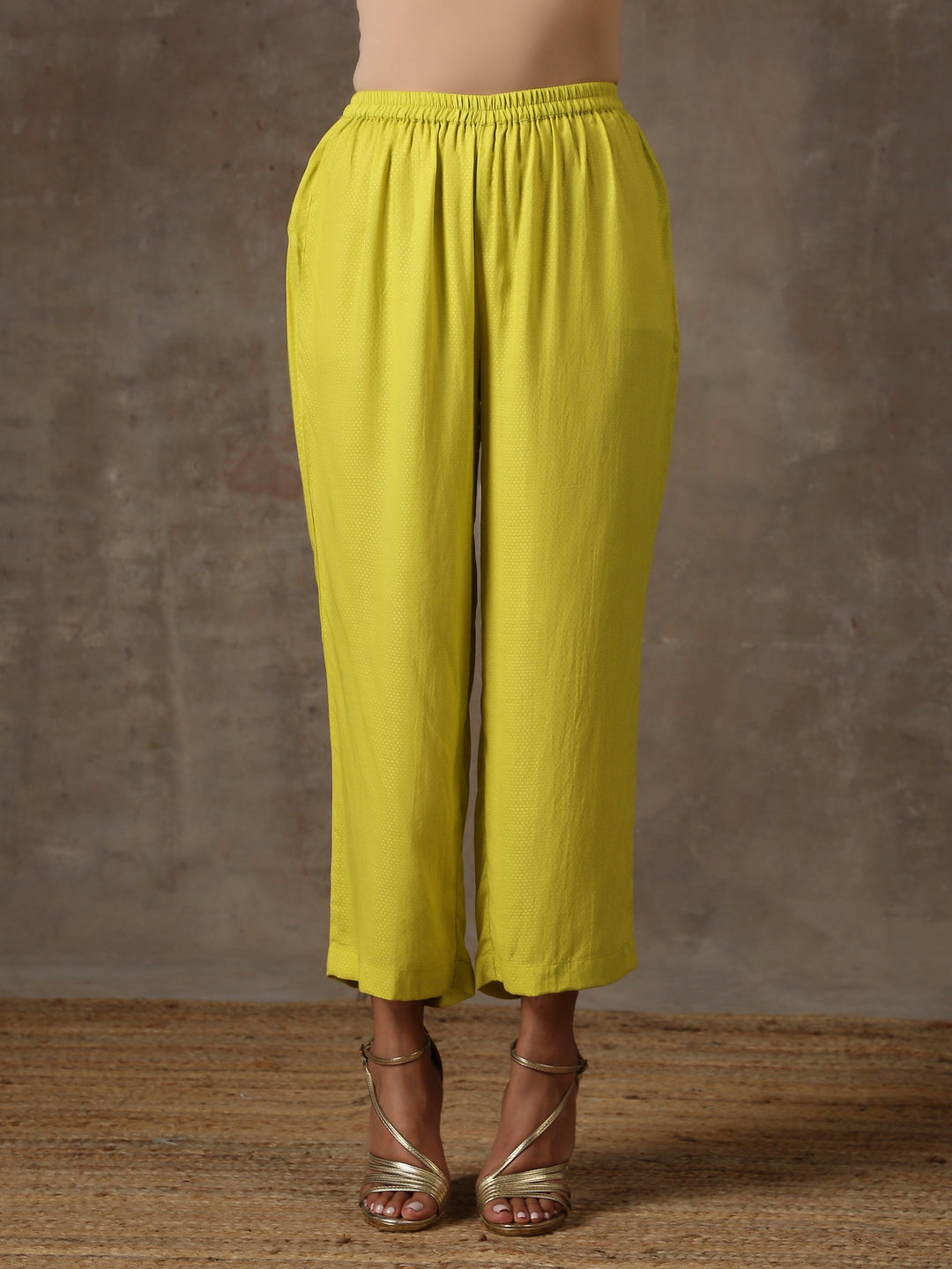 The Penelope - Lime Green Solid Textured Co-Ord Set | SHOBITAM