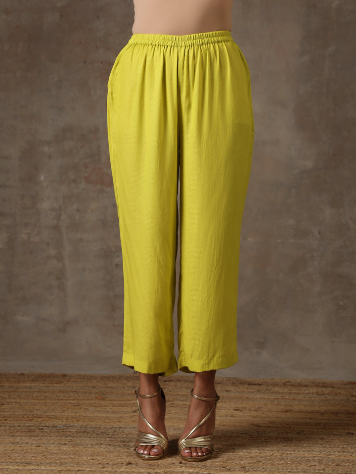 The Penelope - Lime Green Solid Textured Co-Ord Set | SHOBITAM