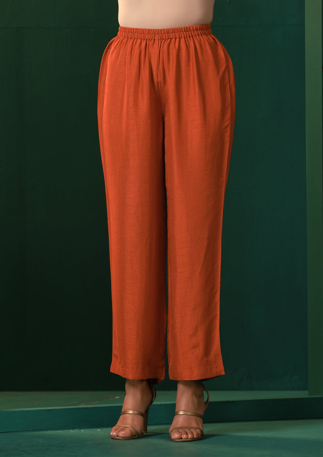 Rust Silk Collar Co-ord Set | SHOBITAM
