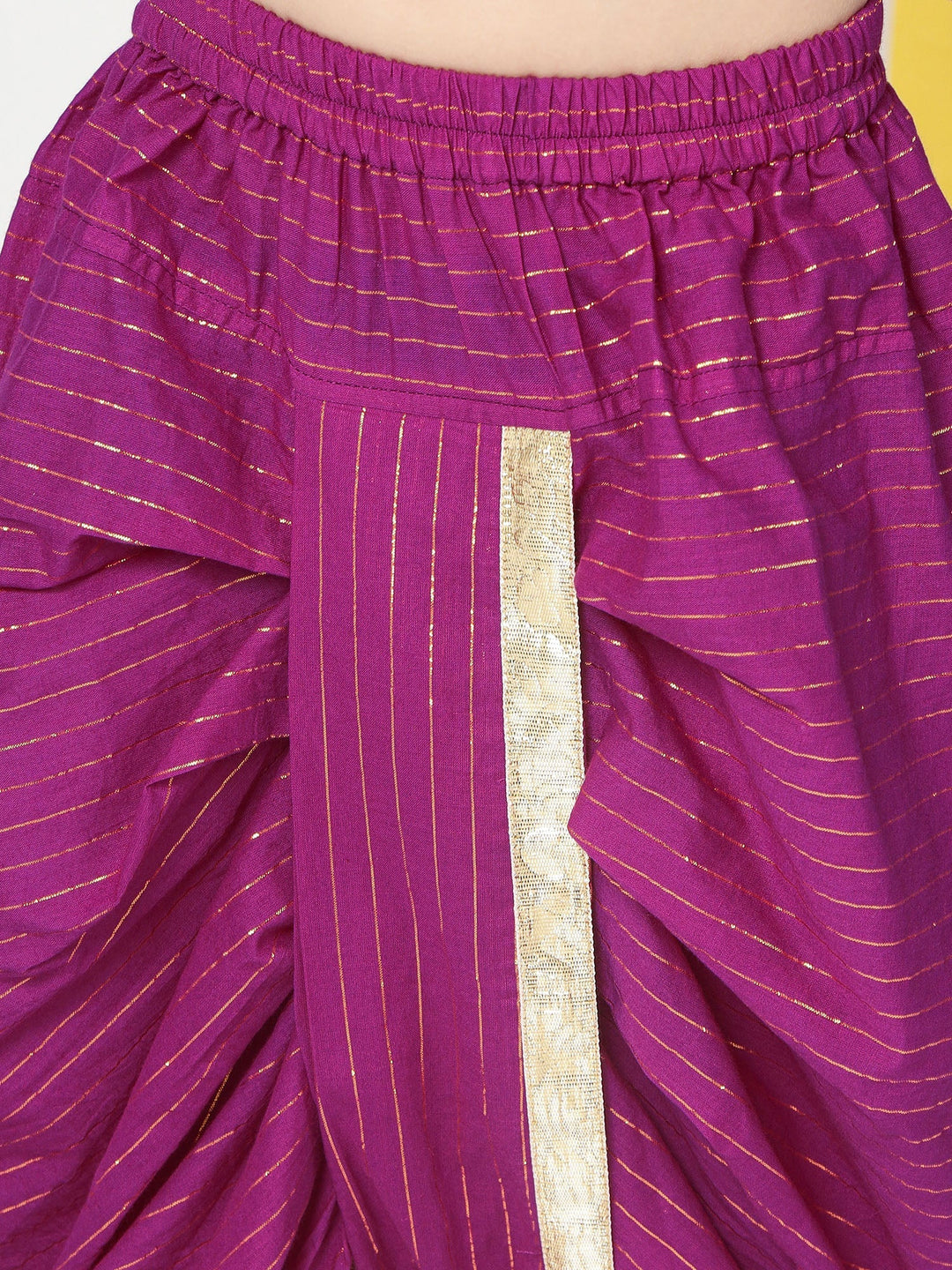 Purple Lurex Striped Cotton Kurta Dhoti set | SHOBITAM