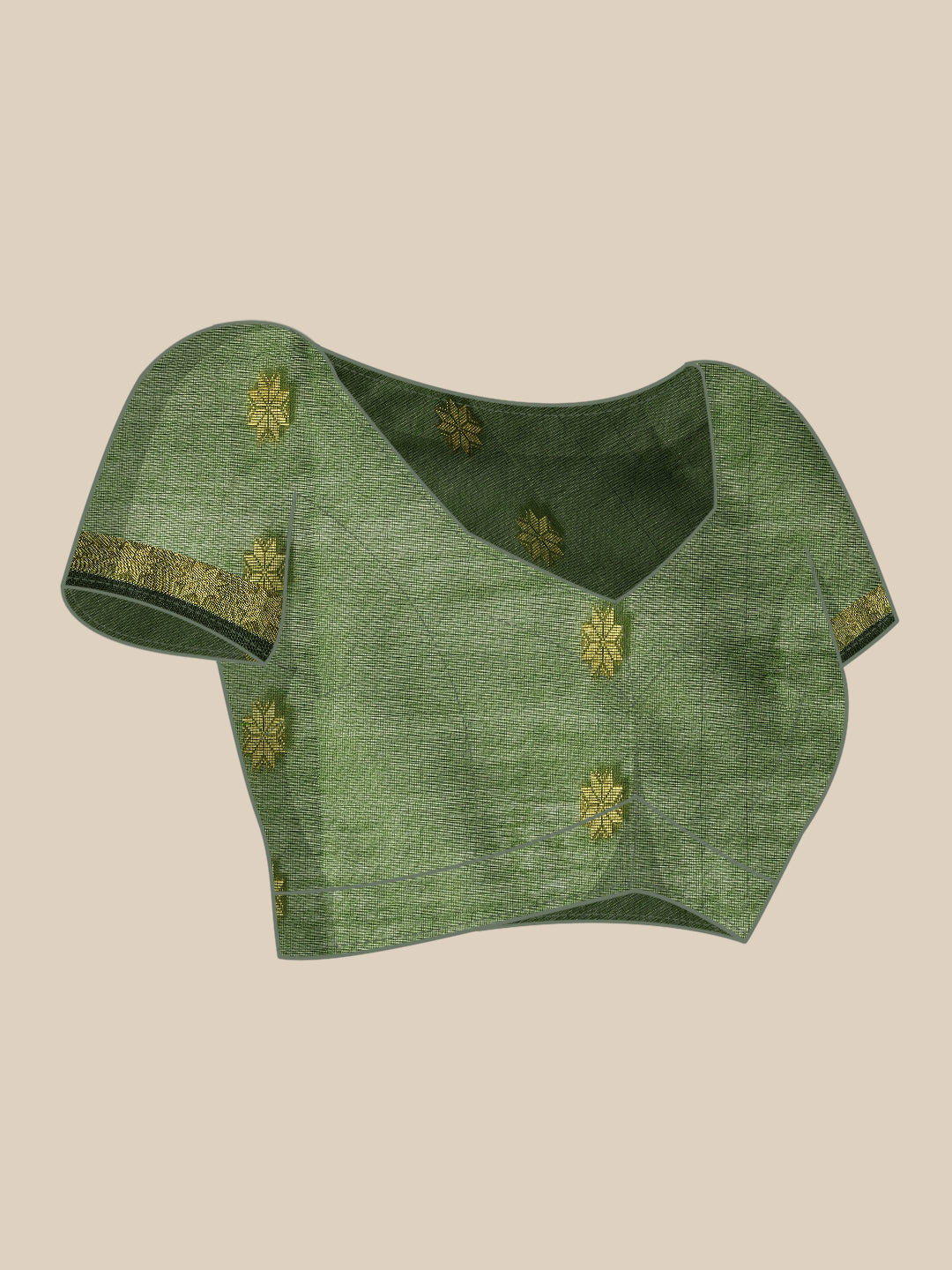 Pista Green & Magenta Zari Buti Silk Cotton Saree with blouse piece | SHOBITAM