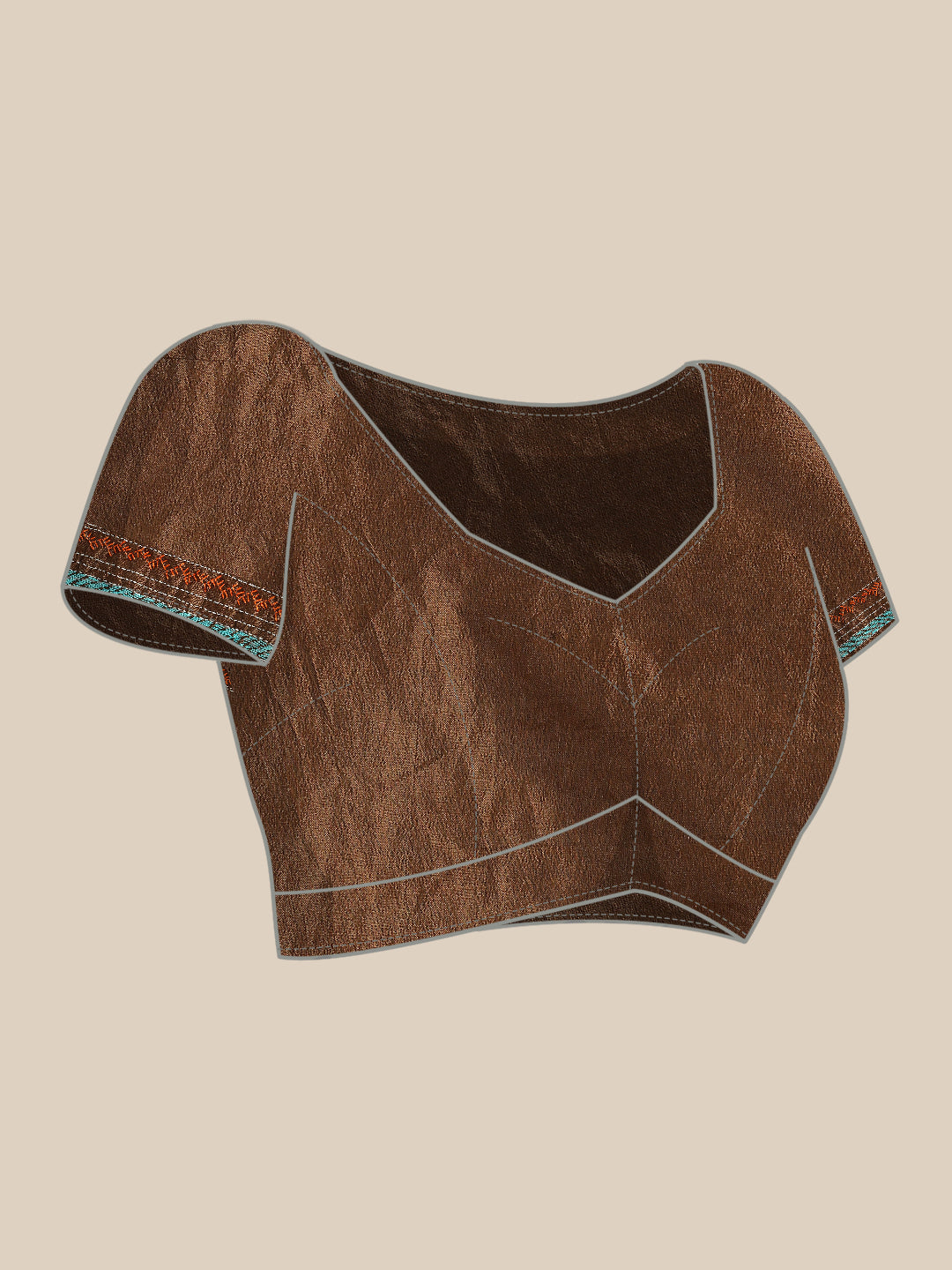 Dark Brown Mocha Art Silk Kantha Stitch Saree with Blouse Piece | SHOBITAM