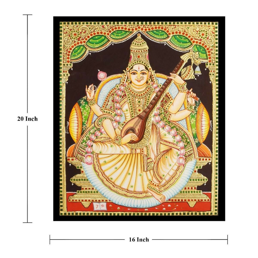 TANJORE PAINTING SARASWATHI 16*20-SHOBITAM