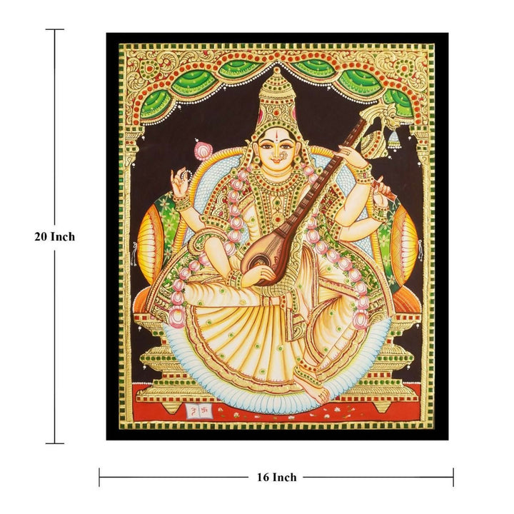 TANJORE PAINTING SARASWATHI 16*20-SHOBITAM