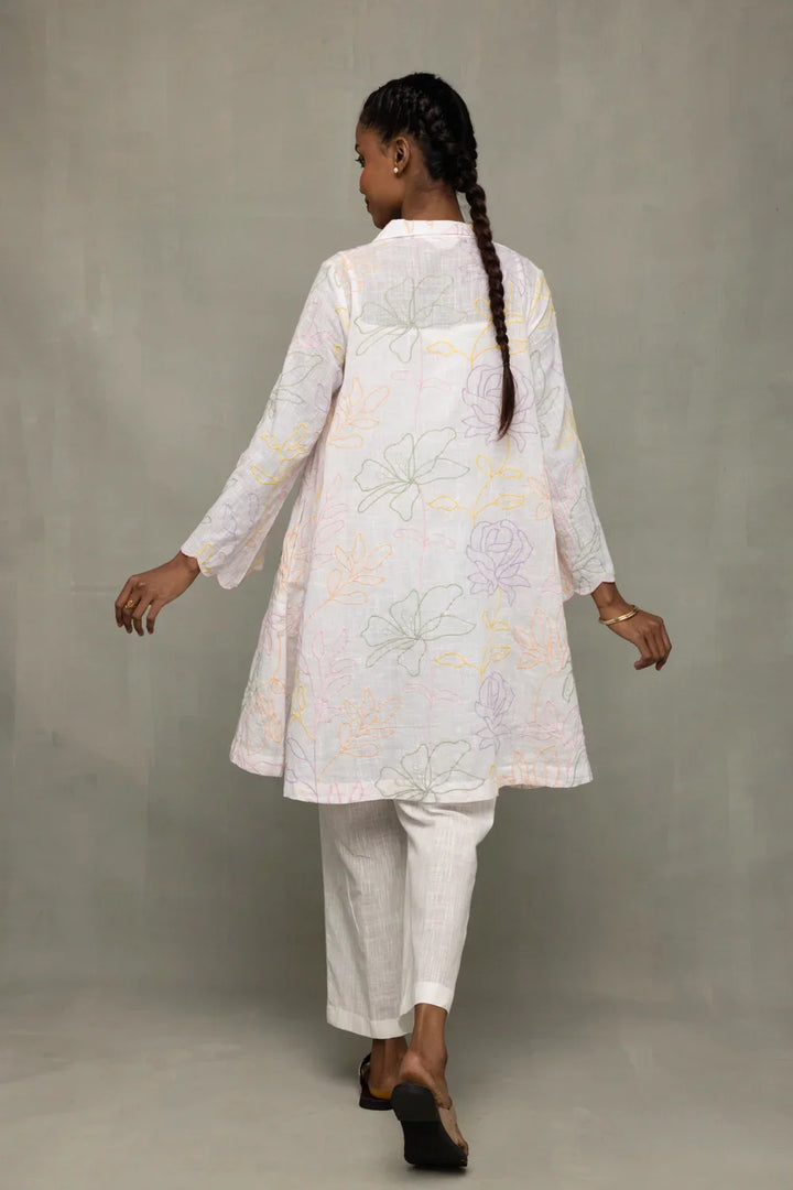 Ivory South Cotton Floral Embriodered Co-Ord Set | SHOBITAM