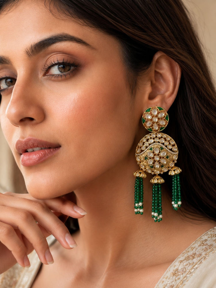 Kundan Tassel Earrings in Gold Finish – Festive Wear | SHOBITAM