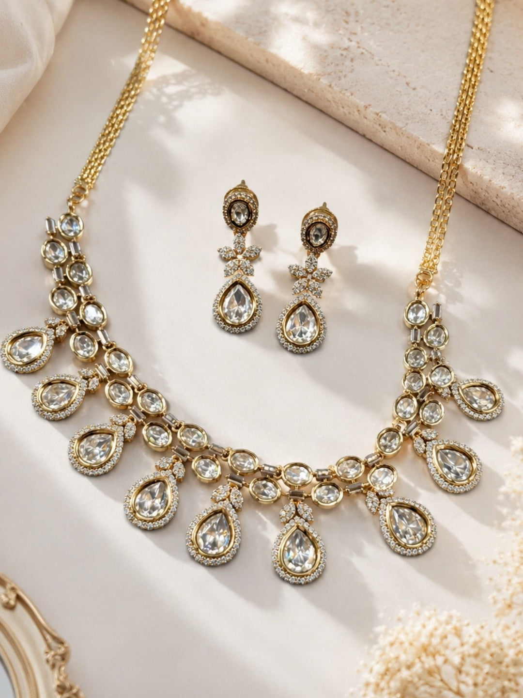 Kundan Necklace Set in Gold Plating – Bridal | SHOBITAM