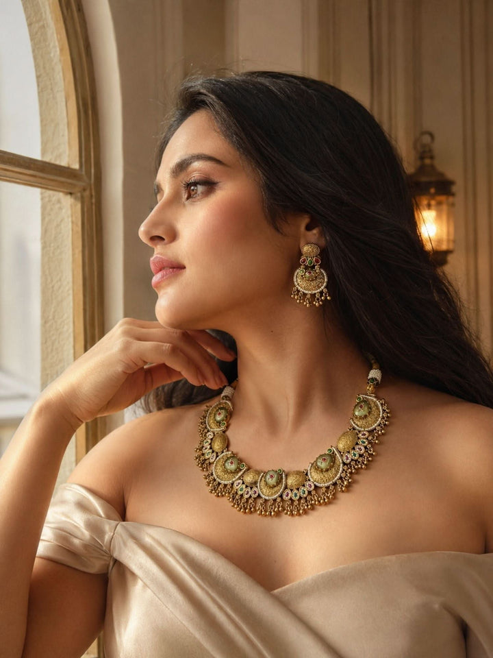 Kundan Necklace Set in Gold Plating – Wedding | SHOBITAM