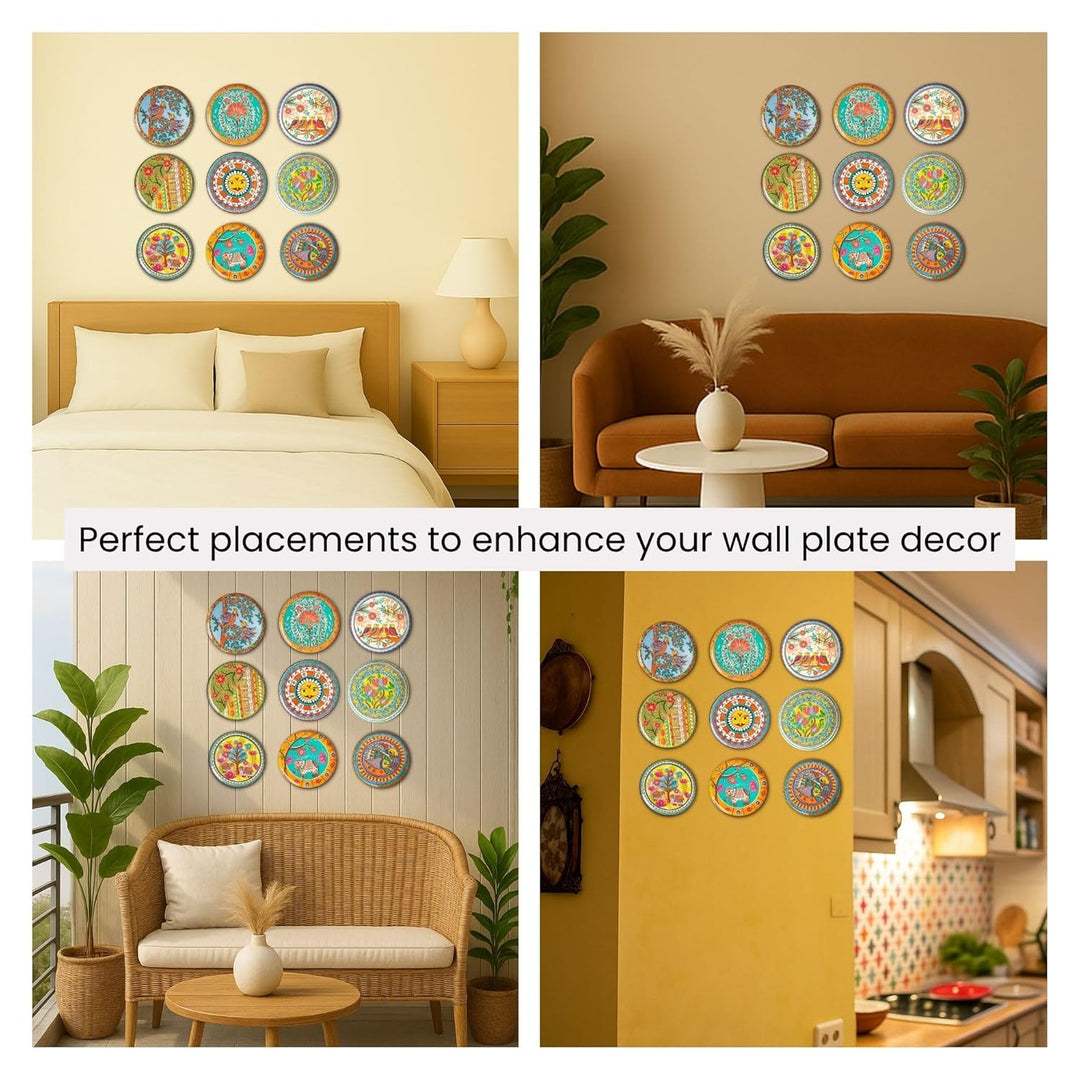 Madhubani Wall Plates - Set of 9