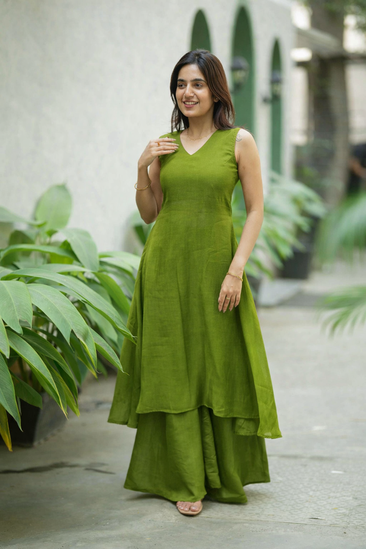 Nandhitha Green Kurta Set ( Set of 2) | SHOBITAM